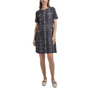 MISOOK Plaid Tweed Dress Black White Sz S